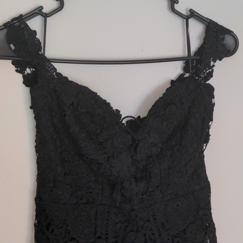 Black lace mini dress